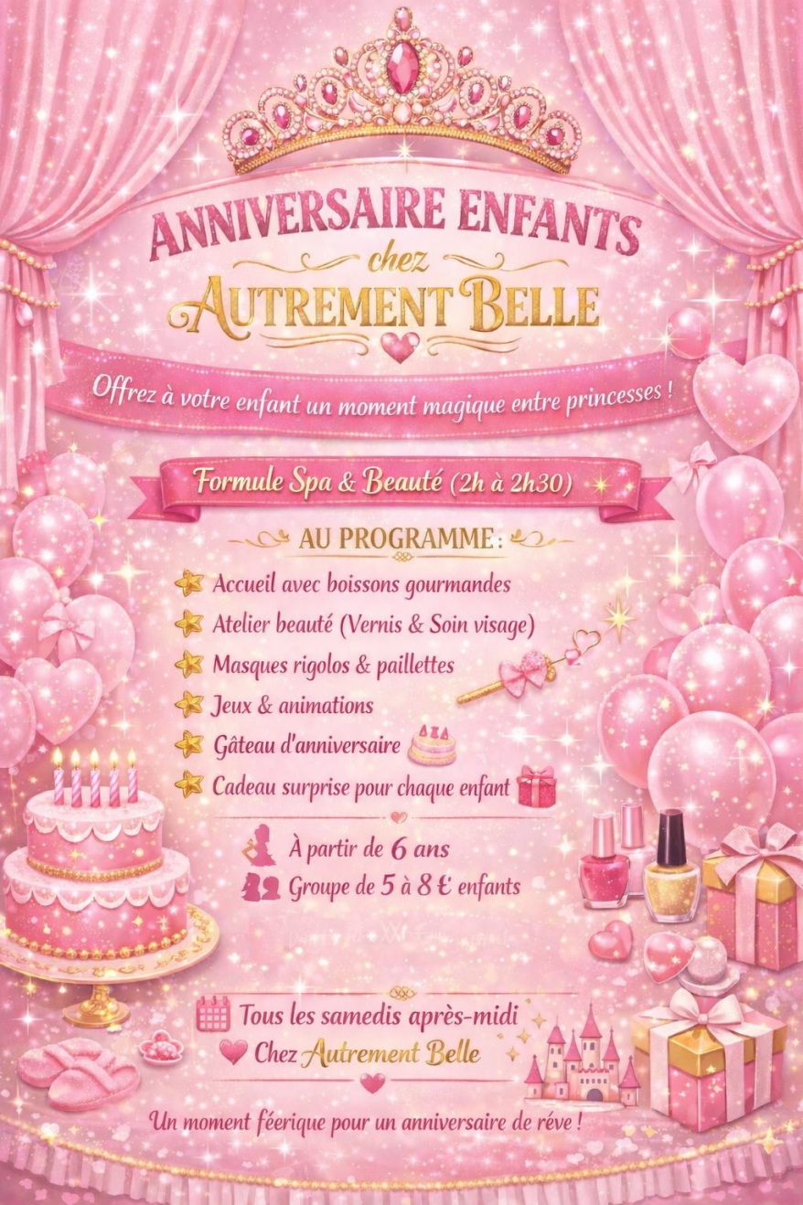 Affiche anniversaire enfants chez Autrement Belle